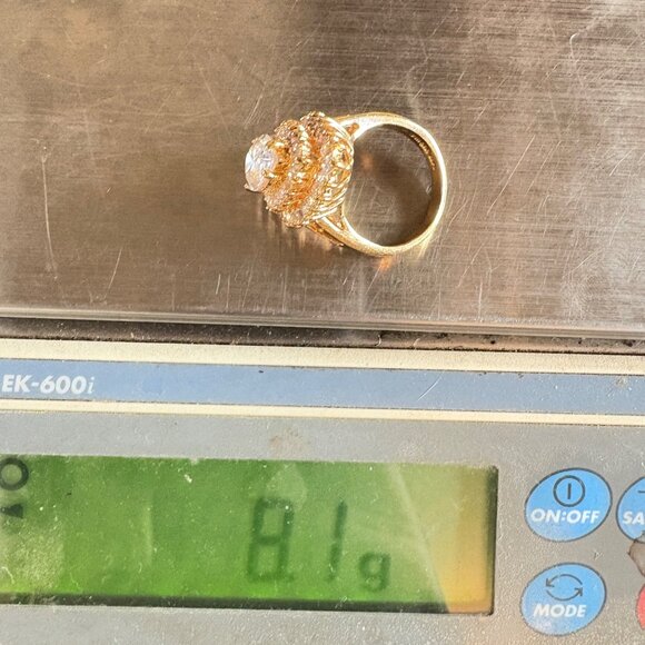 VTG 14k Gold Filled Cubic Zirconia Three Tier Cocktail Ring Size 7.75 - Picture 9 of 11